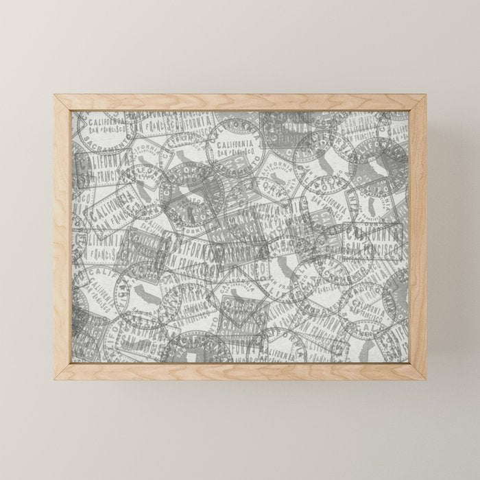 Vintage San Francisco California Travel Stamp Pattern Mini Art Print Gallery Image 1