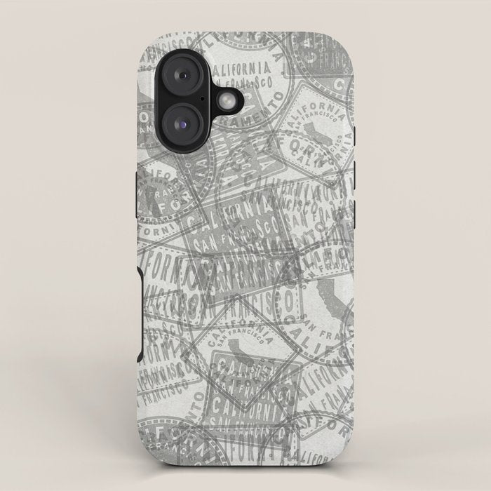 Vintage San Francisco California Travel Stamp Pattern iPhone Case Gallery Image 1
