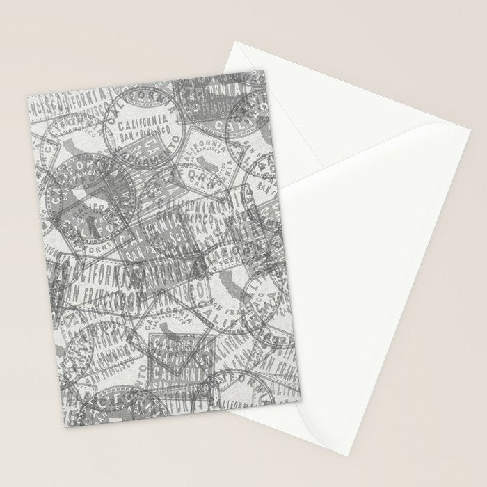 Vintage San Francisco California Travel Stamp Pattern Stationery Card Gallery Image 2
