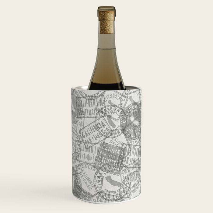 Vintage San Francisco California Travel Stamp Pattern Wine Chiller Gallery Image 2