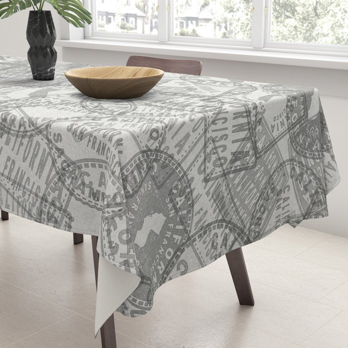 Vintage San Francisco California Travel Stamp Pattern Tablecloth Gallery Image 3