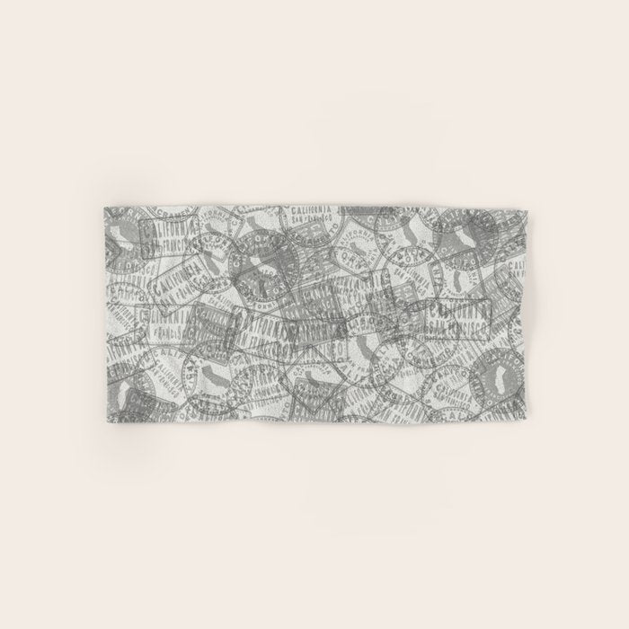 Vintage San Francisco California Travel Stamp Pattern Bath Towel Gallery Image 1