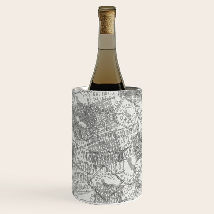 Vintage San Francisco California Travel Stamp Pattern Wine Chiller Gallery Image 1