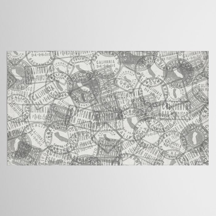 Vintage San Francisco California Travel Stamp Pattern Tablecloth Gallery Image 2