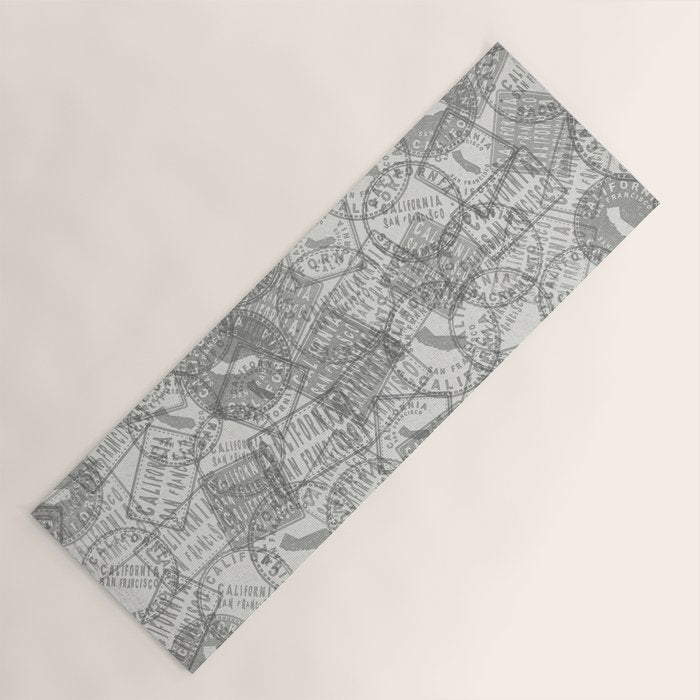Vintage San Francisco California Travel Stamp Pattern Yoga Mat Gallery Image 1