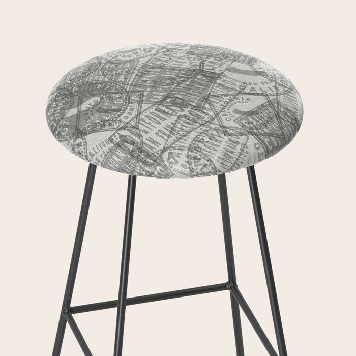 Vintage San Francisco California Travel Stamp Pattern Stool Gallery Image 2