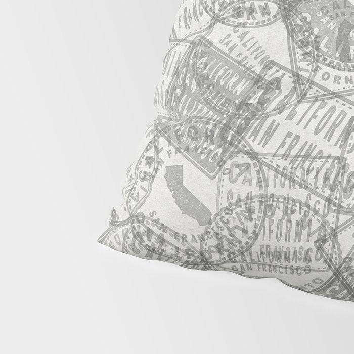 Vintage San Francisco California Travel Stamp Pattern Pillow Sham Gallery Image 4