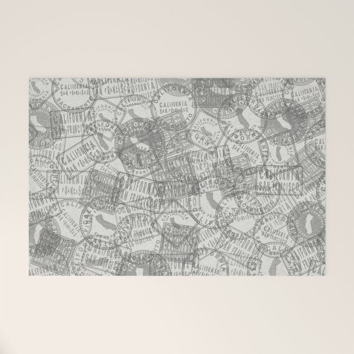 Vintage San Francisco California Travel Stamp Pattern Welcome Mat Gallery Image 1