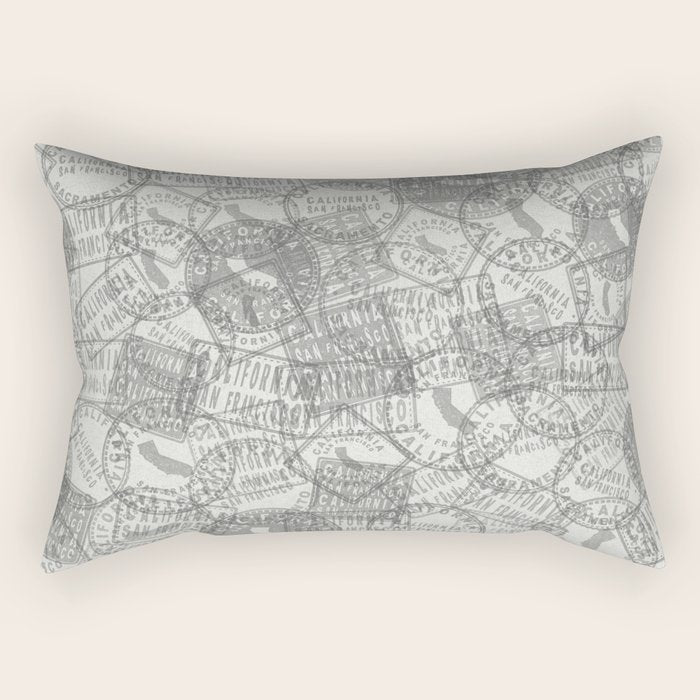 Vintage San Francisco California Travel Stamp Pattern Rectangular Pillow Gallery Image 2