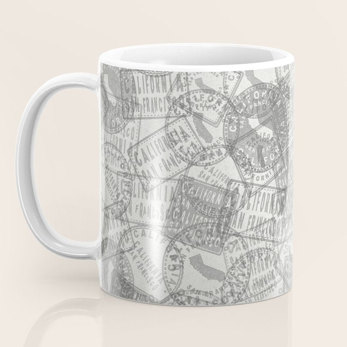 Vintage San Francisco California Travel Stamp Pattern Coffee Mug Gallery Image 3