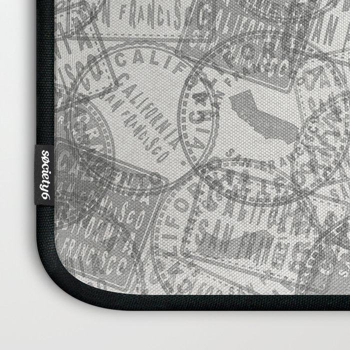 Vintage San Francisco California Travel Stamp Pattern Laptop Sleeve Gallery Image 3