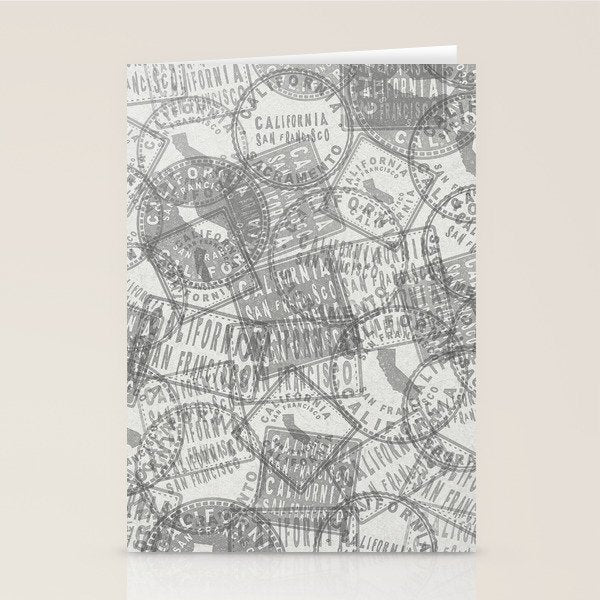 Vintage San Francisco California Travel Stamp Pattern Stationery Card Gallery Image 2