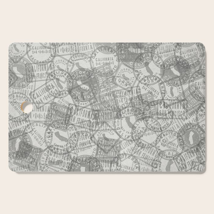 Vintage San Francisco California Travel Stamp Pattern Cutting Board Gallery Image 1