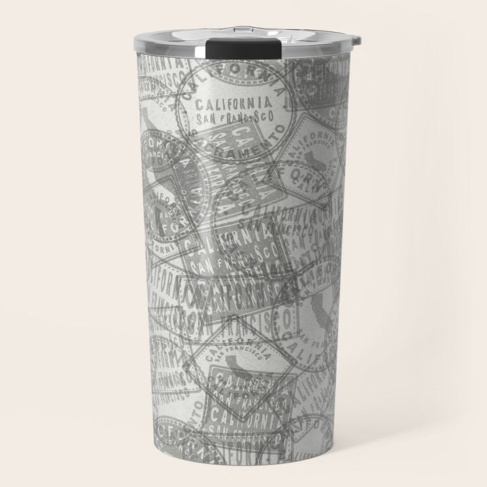 Vintage San Francisco California Travel Stamp Pattern Travel Mug Gallery Image 1