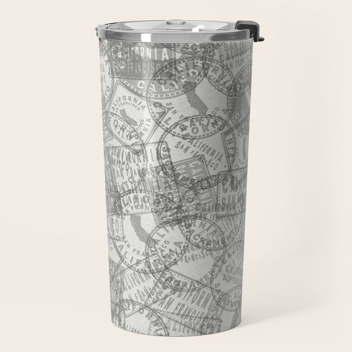 Vintage San Francisco California Travel Stamp Pattern Travel Mug Gallery Image 2