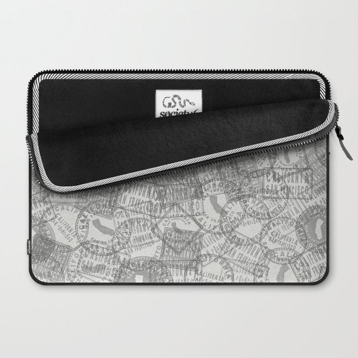 Vintage San Francisco California Travel Stamp Pattern Laptop Sleeve Gallery Image 2