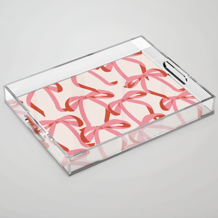 Pink Champagne Coquette Bows Acrylic Tray Gallery Image 1