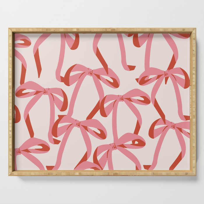 Pink Champagne Coquette Bows Serving Tray Gallery Image 1