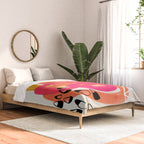 Mid Century Modern Abstract Colorful Art Ombre Magenta Yellow Circles Raindrops Geometric Pattern Comforter Gallery Image 2