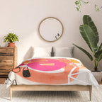 Mid Century Modern Abstract Colorful Art Ombre Magenta Yellow Circles Raindrops Geometric Pattern Comforter Gallery Image 3