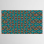 Modern colorful beaded boho aztec kilim pattern on teal Tablecloth Gallery Image 2