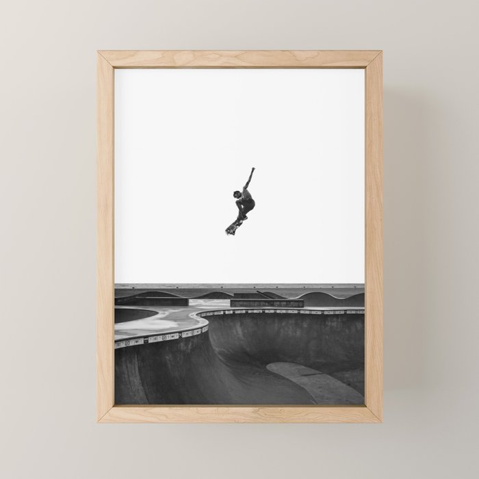 Air - Skateboarding at Venice Beach, Black and White Photography Mini Art Print Gallery Image 1