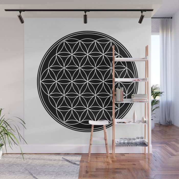 Flower of life on black Wall Mural Gallery Image 1
