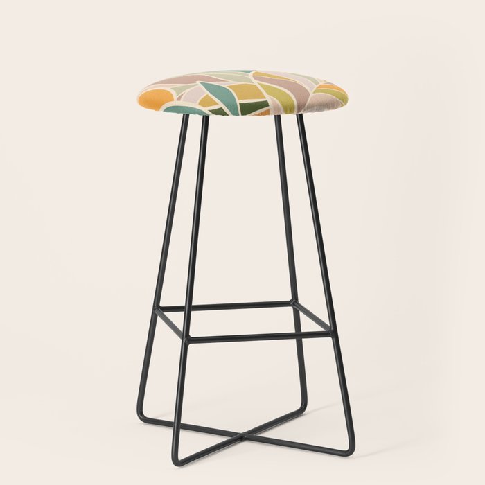 Abstract Botanical Mid century Modern Stool Gallery Image 1