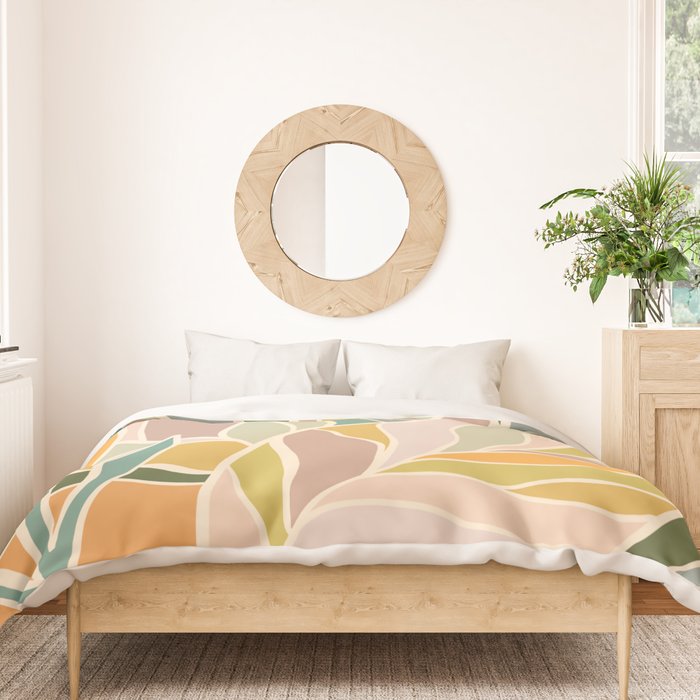 Abstract Botanical Mid century Modern Duvet Cover Gallery Image 3