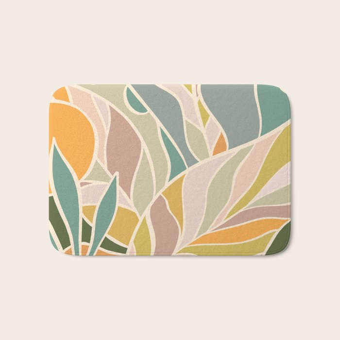 Abstract Botanical Mid century Modern Bath Mat Gallery Image 1