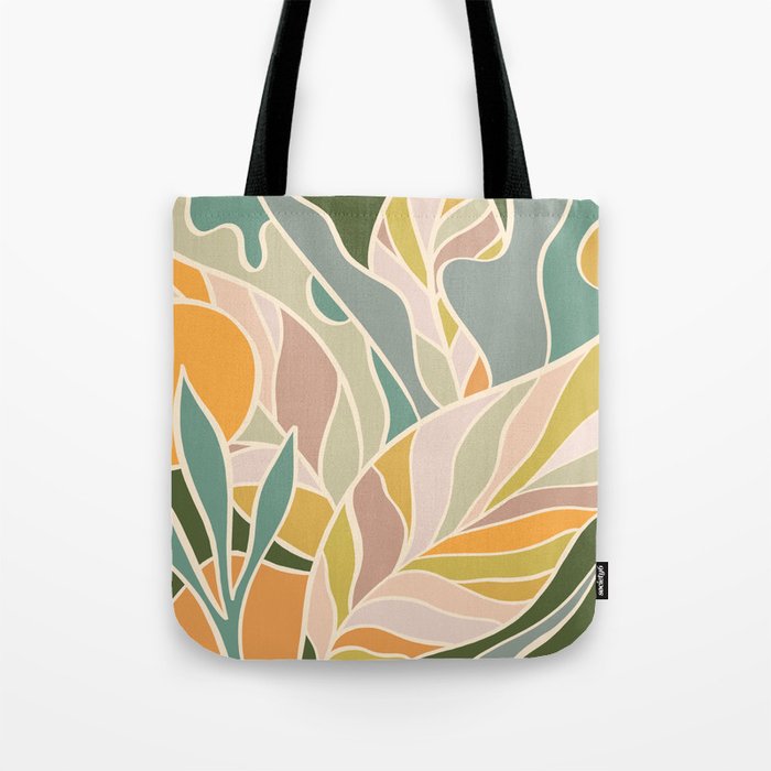 Abstract Botanical Mid century Modern Tote Bag Gallery Image 1