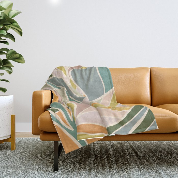 Abstract Botanical Mid century Modern Throw Blanket Gallery Image 1