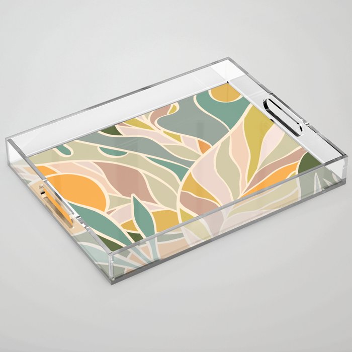 Abstract Botanical Mid century Modern Acrylic Tray Gallery Image 1