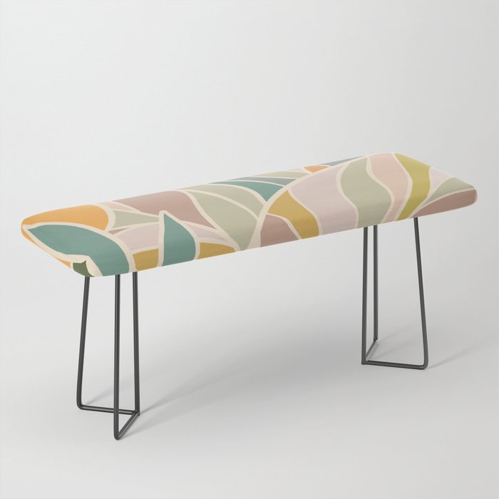 Abstract Botanical Mid century Modern Bench Gallery Image 1