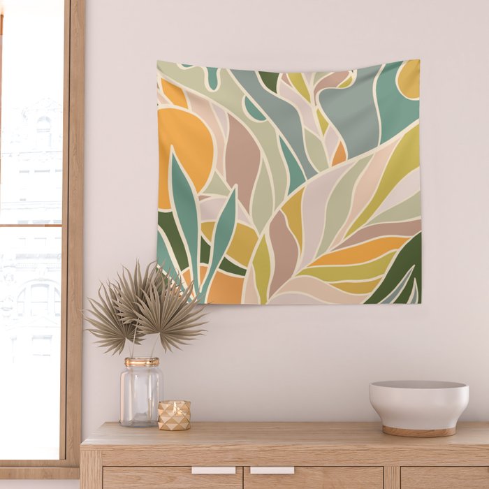 Abstract Botanical Mid century Modern Wall Tapestry Gallery Image 2