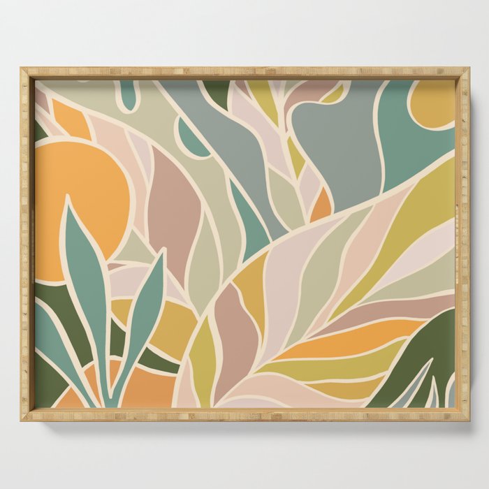 Abstract Botanical Mid century Modern Serving Tray Gallery Image 1