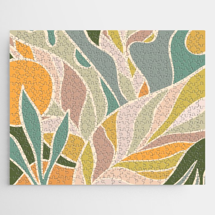 Abstract Botanical Mid century Modern Jigsaw Puzzle Gallery Image 1