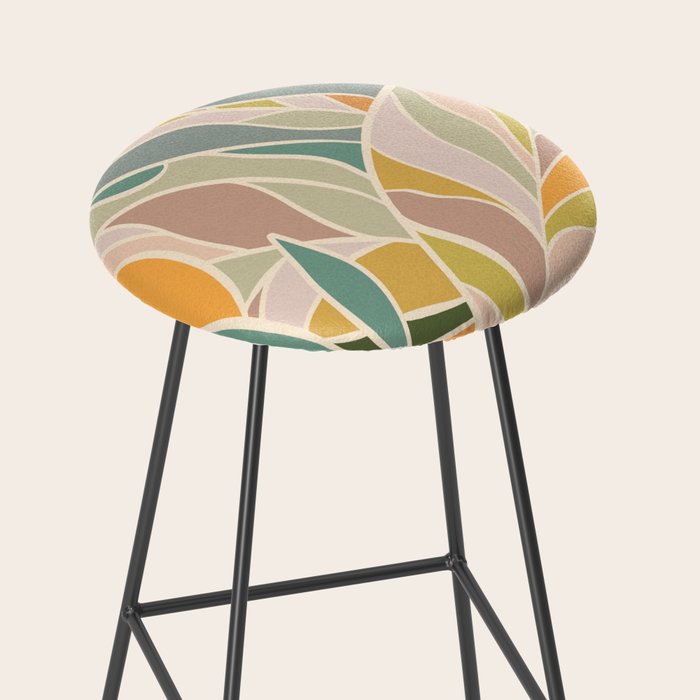 Abstract Botanical Mid century Modern Stool Gallery Image 2
