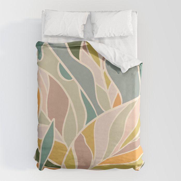 Abstract Botanical Mid century Modern Duvet Cover Gallery Image 6