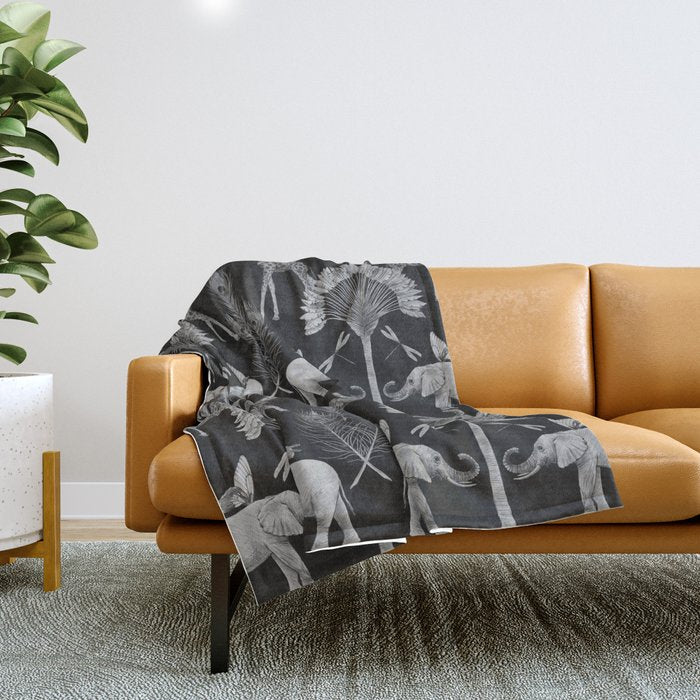 Whimsical African Safari Pattern Throw Blanket Gallery Image 1