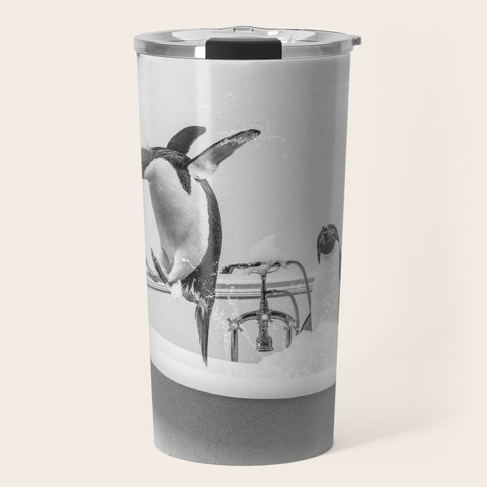 Penguin Taking a Bath Travel Mug Gallery Image 1