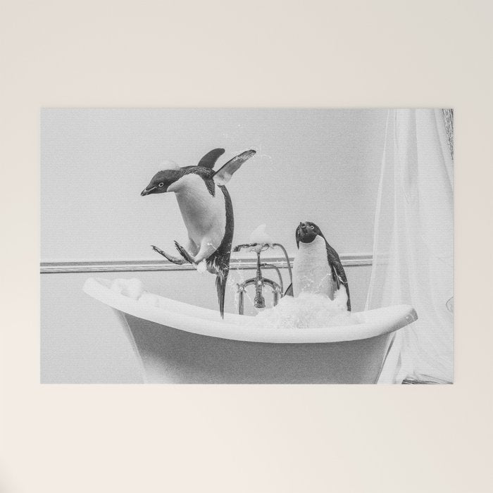 Penguin Taking a Bath Welcome Mat Gallery Image 1