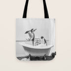 Penguin Taking a Bath Tote Bag Gallery Image 1
