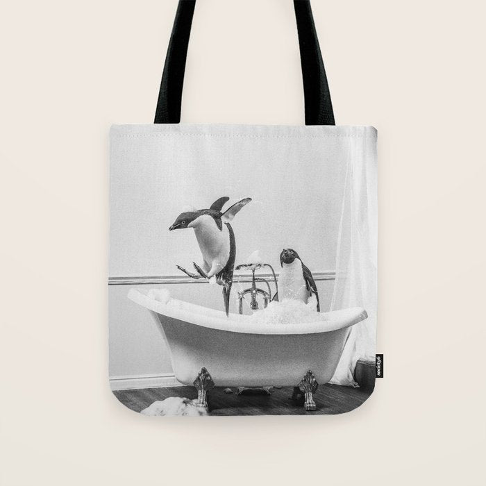Penguin Taking a Bath Tote Bag Gallery Image 1