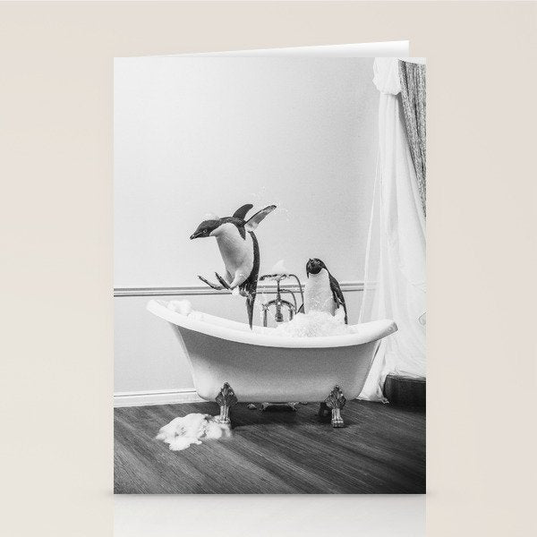 Penguin Taking a Bath Stationery Card Gallery Image 1