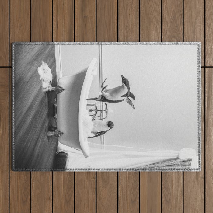 Penguin Taking a Bath Outdoor Rug Gallery Image 1