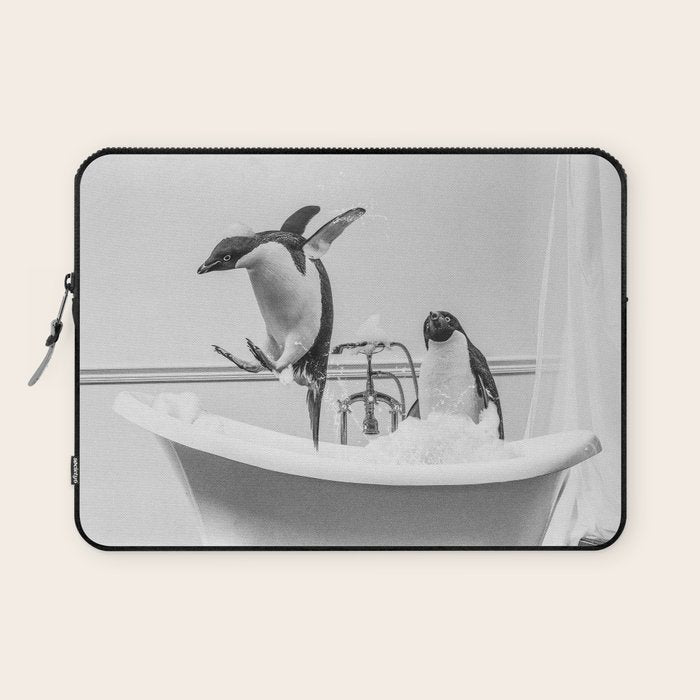 Penguin Taking a Bath Laptop Sleeve Gallery Image 1