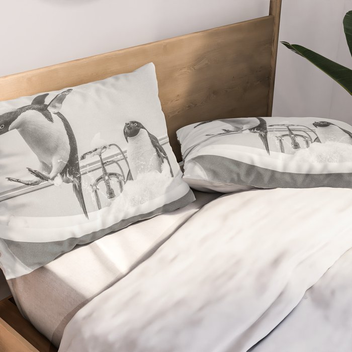 Penguin Taking a Bath Pillow Sham Gallery Image 2