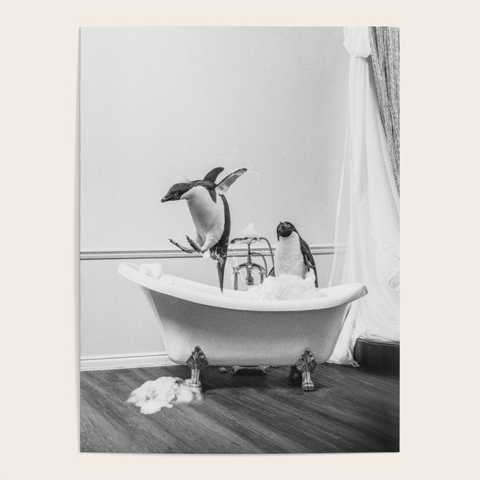 Penguin Taking a Bath Poster Gallery Image 4