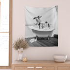 Penguin Taking a Bath Wall Tapestry Gallery Image 2